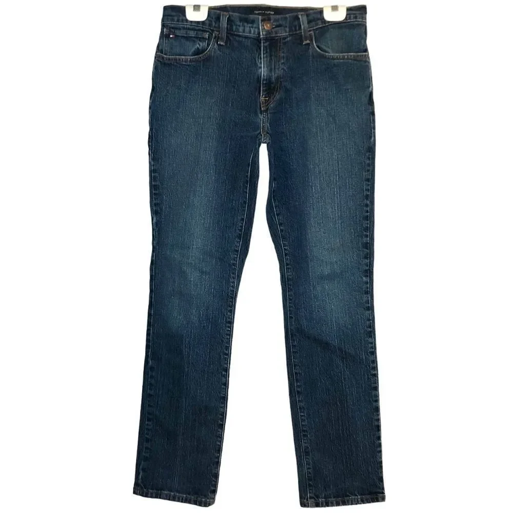 Tommy Hilfiger Men’s Straight Jeans in Dark Blue Wash Men’s 32/32